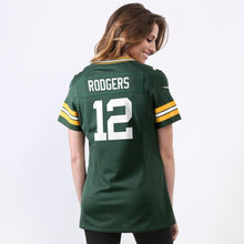 Load image into Gallery viewer, Aaron Rodgers 12 Green Bay Packers Women&#39;s Green Game Kow Jersey