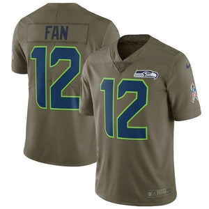 12 Fan Seattle Seahawks Salute To Service Limited Kow Jersey - Olive