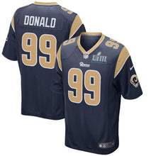 Load image into Gallery viewer, Aaron Donald 99 Los Angeles Rams Navy Super Bowl LIII Bound Game Kow Jersey