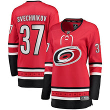Load image into Gallery viewer, Andrei Svechnikov Carolina Hurricanes  Branded Women's Home Breakaway Player Kow Jersey – Red