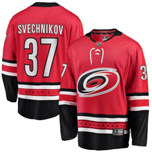Load image into Gallery viewer, Andrei Svechnikov 37 Carolina Hurricanes Youth Red Breakaway Player Kow Jersey