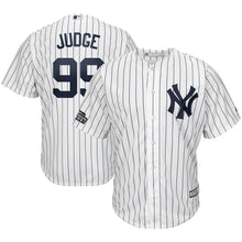 Load image into Gallery viewer, Aaron Judge 99 New York Yankees White/Navy 2019 London Series Cool Base Player Kow Jersey