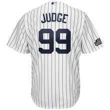 Load image into Gallery viewer, Aaron Judge 99 New York Yankees White/Navy 2019 London Series Cool Base Player Kow Jersey