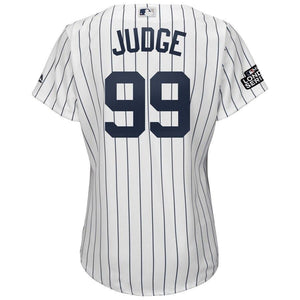 Aaron Judge 99 New York Yankees Women's White/Navy 2019 London Series Cool Base Player Kow Jersey