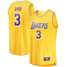 Load image into Gallery viewer, Anthony Davis Los Angeles Lakers Gold 2019/20 Fast Break Replica Kow Jersey – Icon Edition